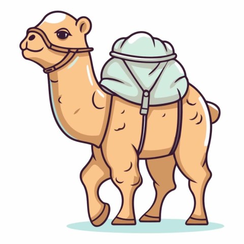 Cute camel in a hat in cartoon style.