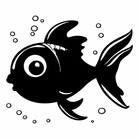 Black silhouette of a fish on a white background.