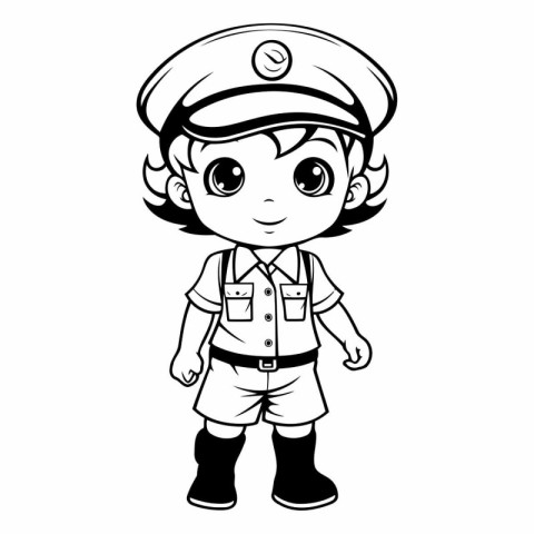 Coloring book for children: Girl in police uniform