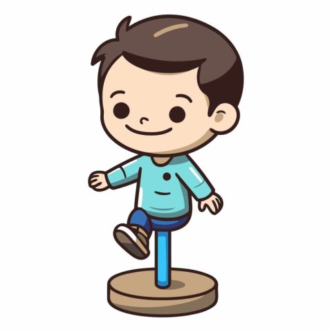 Boy Carrying Carabiner - Vector Character Cartoon Illustration D