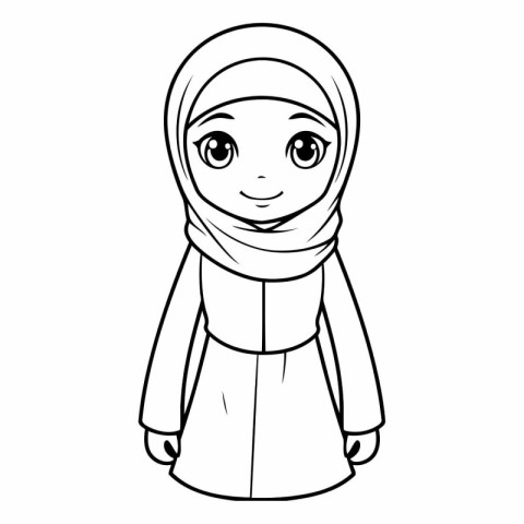 cute muslim girl character vector illustration designicon vector