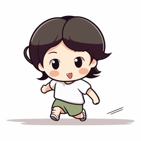 Vector illustration of a cute little boy running. Isolated on wh