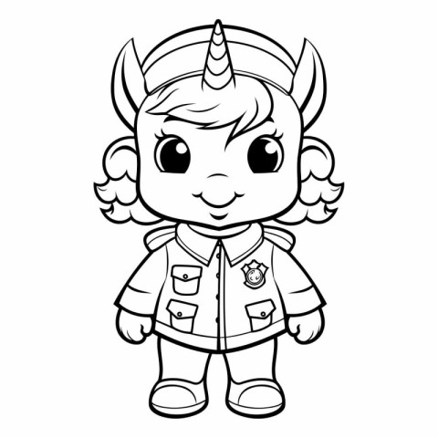 Black and White Cartoon Illustration of Cute Unicorn Fantasy Cha