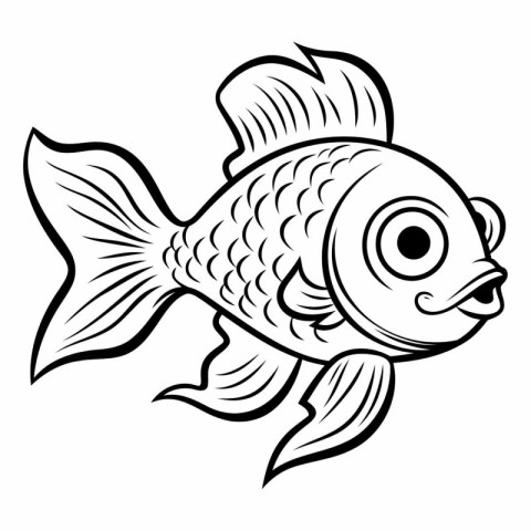 Fish icon. Black and white illustration of fish vector icon for