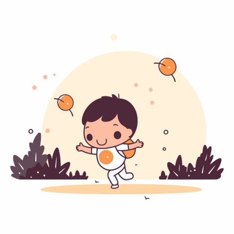 Cute little boy in the park. flat design.