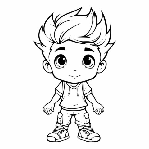 Vector illustration of Cartoon little boy on white background. C