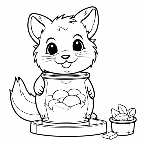 Illustration of a Cute Little Fox Holding an Egg in a Jar