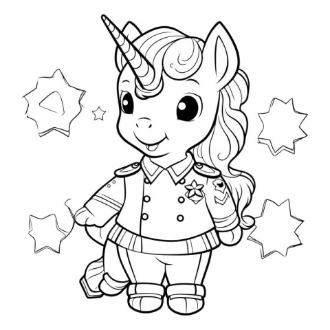 Coloring Page Outline Of Cute Unicorn Fantasy Character.