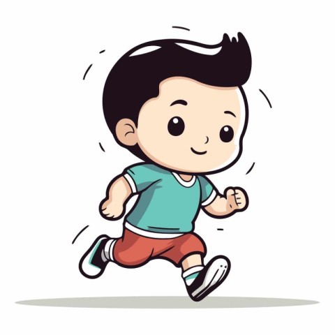 Running Kid - Cute Little Boy Cartoon Vector IllustrationÃ¯Â