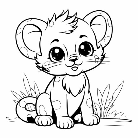 Cute cartoon mouse. Coloring book for children.