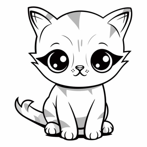 Cute cat isolated on a white background in cartoon style.