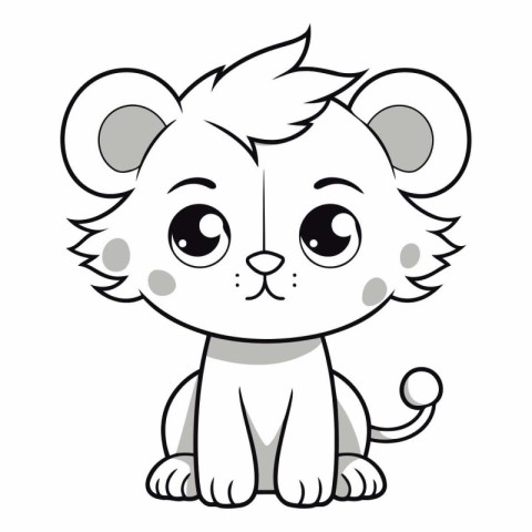 Cute cartoon lion isolated on a white background.