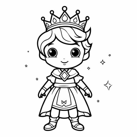 Coloring book for children: princess in a dress with a crown