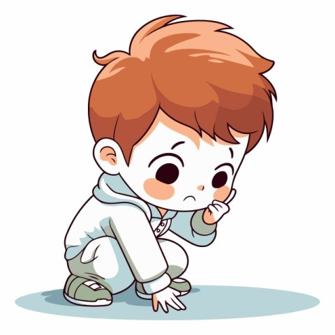 Illustration of a Cute Little Boy Wearing a Casual Clothes