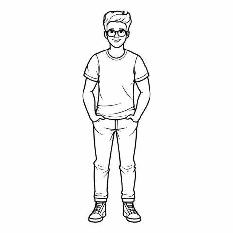 young man with glasses cartoon vector illustration graphic desig