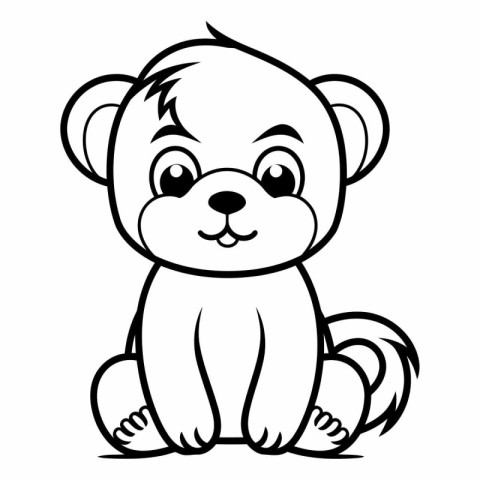 Black and White Cartoon Illustration of Monkey Animal Character