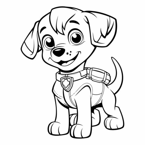 Black and White Cartoon Illustration of Cute Puppy Dog Animal Ch