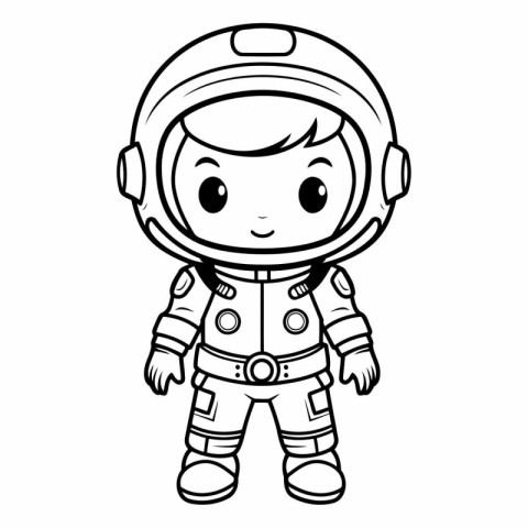 Cute cartoon astronaut isolated on a white background.