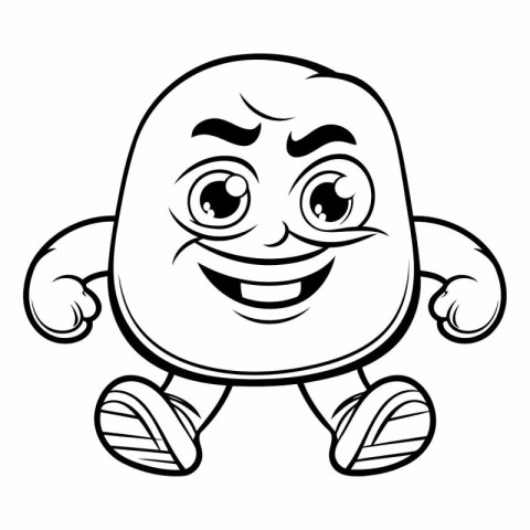 Smiling Cartoon Turtle - Black and White Cartoon Illustration. V