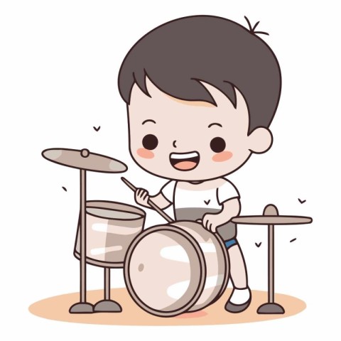 Boy playing drum set of boy playing drum set.