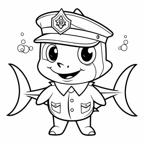 Illustration of a Cute Cartoon Fish Captain Captain Character Co