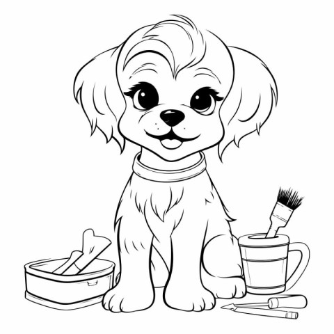 Vector illustration of Cute Cartoon Cavalier King Charles Spanie