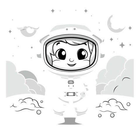 Cute cartoon astronaut in space for your design.