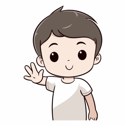 Vector Illustration of a Cute Little Boy Waving His Hand