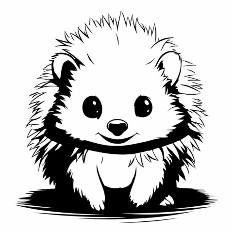 hedgehog - black and white vector illustration of a hedgehog