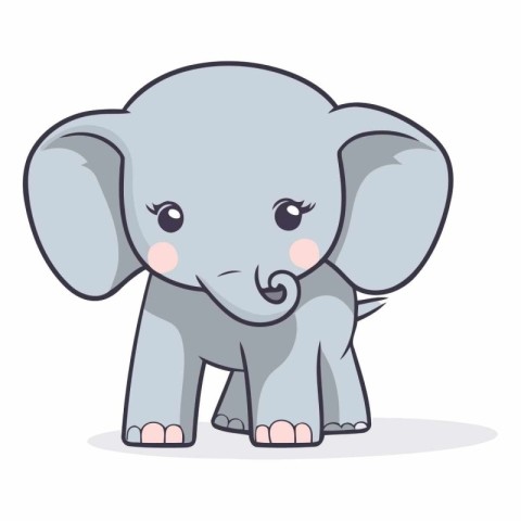 Cute little elephant character vector illustration design. Anima