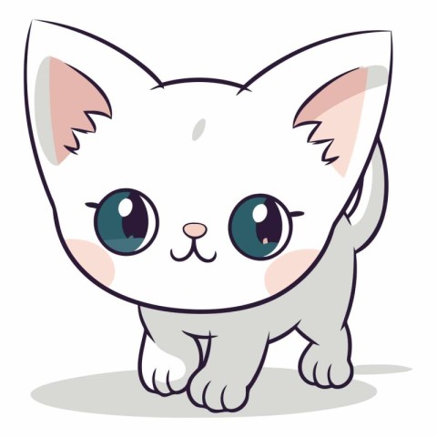 Cute cat vector illustration. Cute cartoon kawaii kitten.