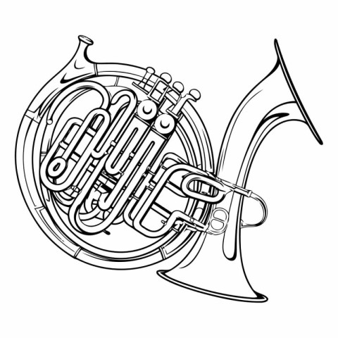 French horn. Musical instrument of a musical instrument.