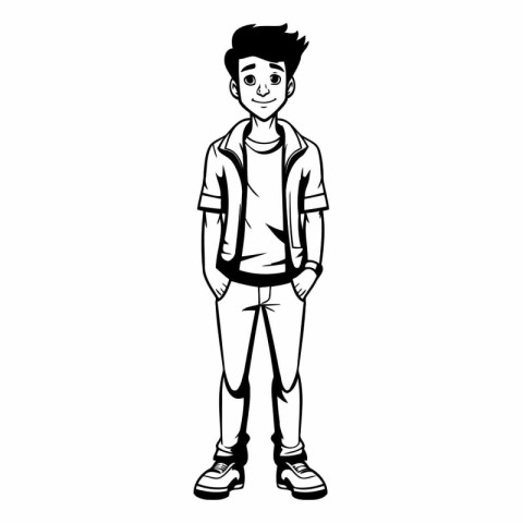 cute teenager boy cartoon vector illustration graphic design vec