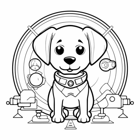 Cute dog cartoon with camera design. Animal zoo life nature char