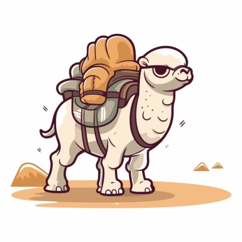 Vector illustration of a cute cartoon dog with a backpack on his