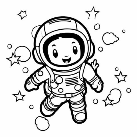 Coloring book for children: astronaut in space suit.