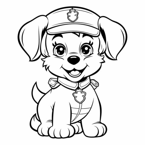 Cute Cartoon Police Dog - Coloring Book for Children