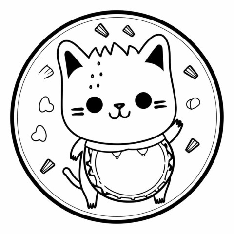 cute cat kawaii in the coin character vector illustration design