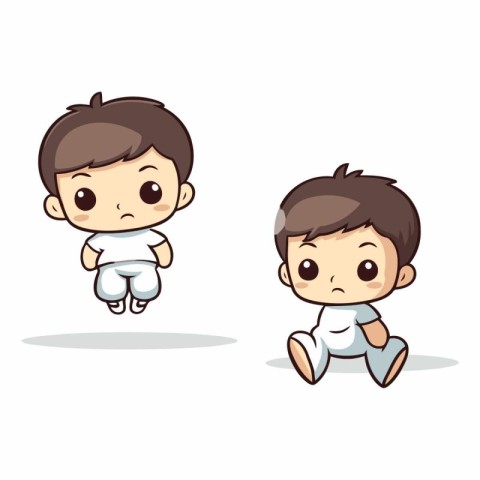 Cute baby boy and girl running cartoon vector illustration graph