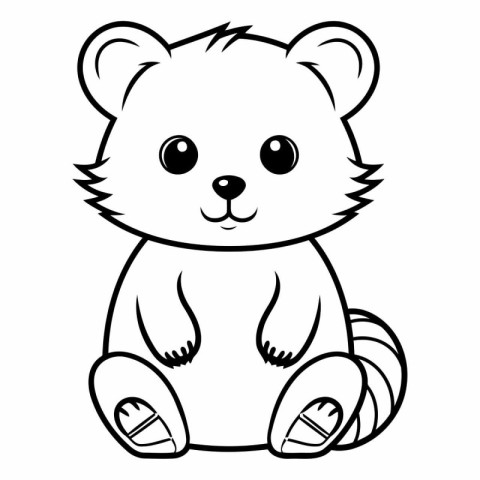 Black and White Cartoon Illustration of Cute Beaver Animal Chara