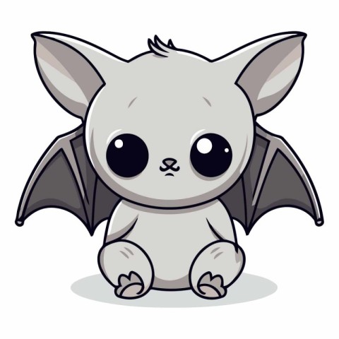 Cute little baby bat isolated on white background.