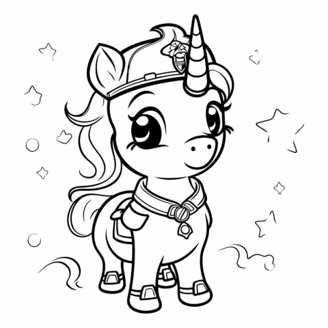 Cute unicorn. Coloring book for children.