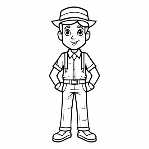 cute boy with suspenders and hat graphic design