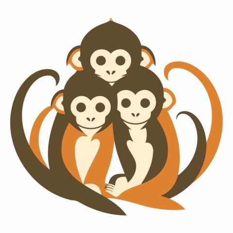 Monkey family on a white background for your design