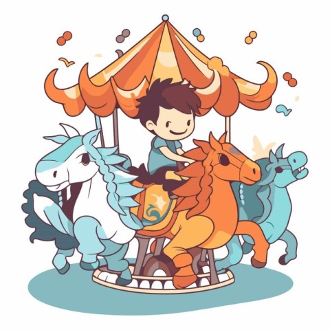 Boy riding a horse on a merry-go-round