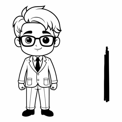 Businessman with pencil cartoon vector illustration graphic desi