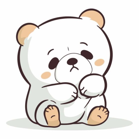 Polar bear sitting and smiling. Cute cartoon vector illustration