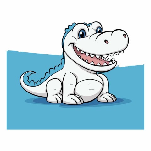 Cute cartoon crocodile isolated on white background.