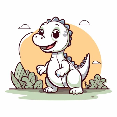 Cute cartoon dinosaur of a funny little dinosaur.