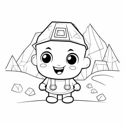 Coloring book for children: Cute astronaut on a background of mo